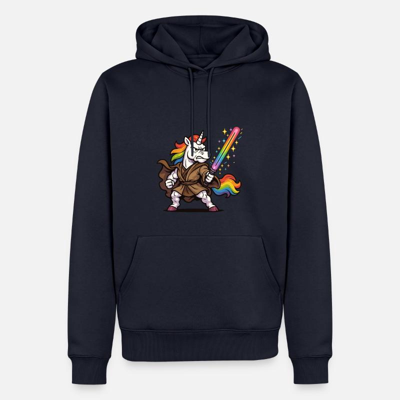Glitzernder Einhorn Laser-Mönch - Männer Premium Bio Hoodie - Navy