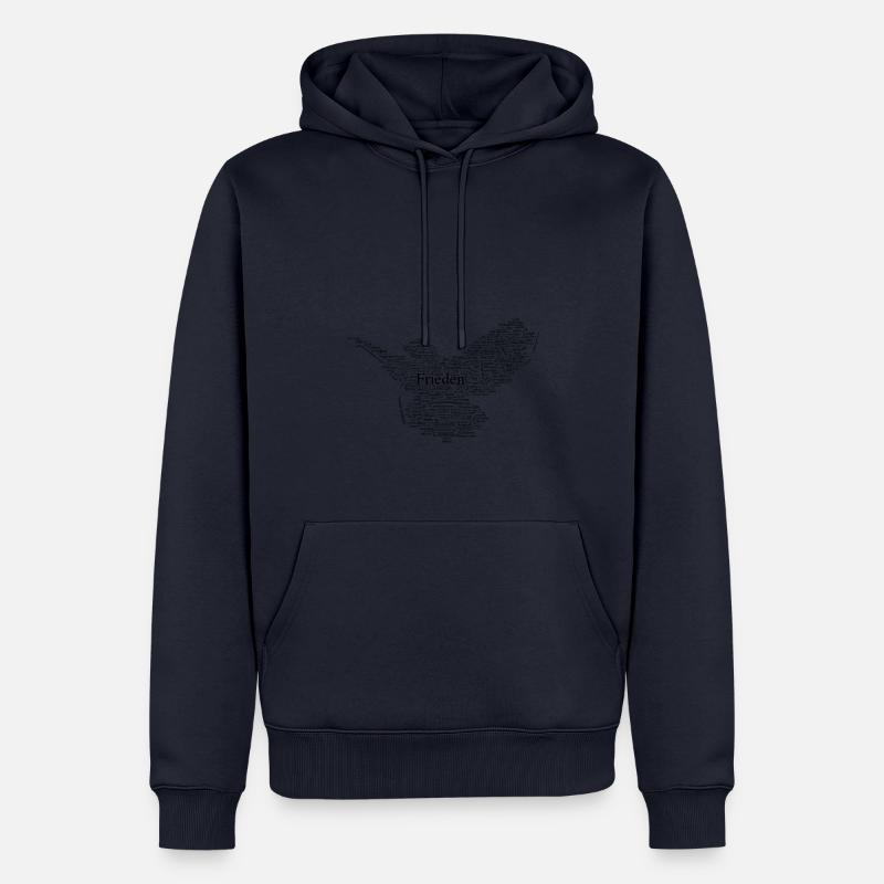 Friedenstaube / Frieden (wordcloud / schwarz) - Männer Premium Bio Hoodie - Navy