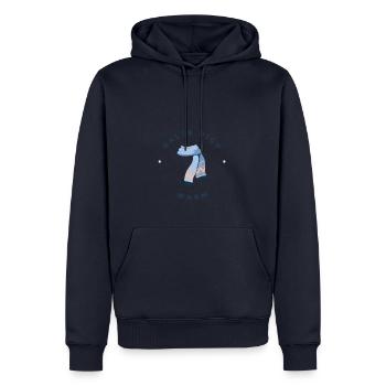 Halte dich warm - Männer Premium Bio Hoodie - Navy - Vorne - Nico (187cm)