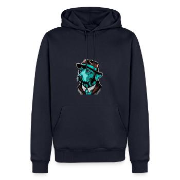 Labrador Pop art Detektiv Hund im Anzug - Männer Premium Bio Hoodie - Navy - Vorne - Nico (187cm)