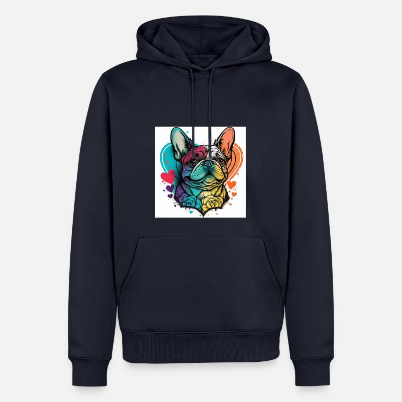 Bouledogue français - Sweat à capuche Premium bio Homme - bleu marine