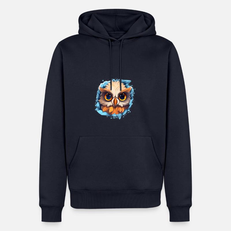 Niedliche Wachsame Eule | Nachtschwärmer Eule - Männer Premium Bio Hoodie - Navy