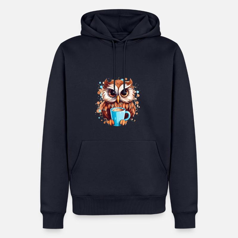 Niedliche Wachsame Eule | Nachtschwärmer Eule - Männer Premium Bio Hoodie - Navy
