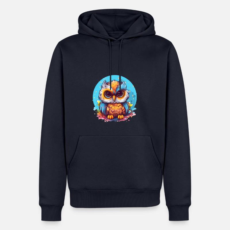 Niedliche Wachsame Eule | Nachtschwärmer Eule - Männer Premium Bio Hoodie - Navy
