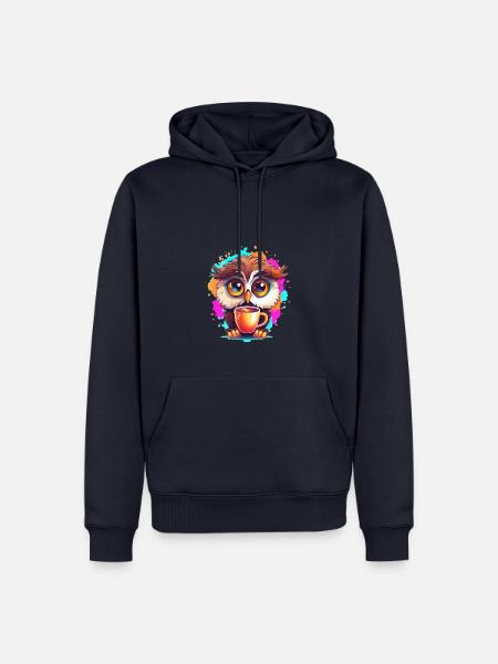 Niedliche Wachsame Eule | Nachtschwärmer Eule - Männer Premium Bio Hoodie - Navy