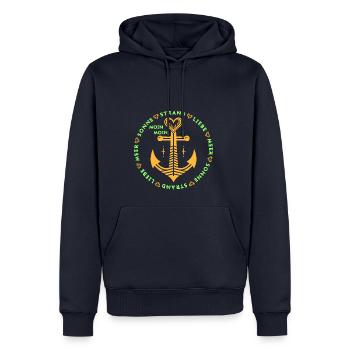 MEER SONNE STRAND LIEBE Anker und Herzen 2 - Männer Premium Bio Hoodie - Navy - Vorne - Nico (187cm)
