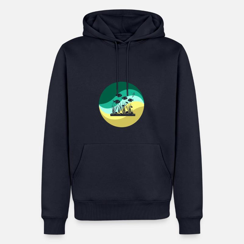 Créatures marines de l’aquarium - Sweat à capuche Premium bio Homme - bleu marine