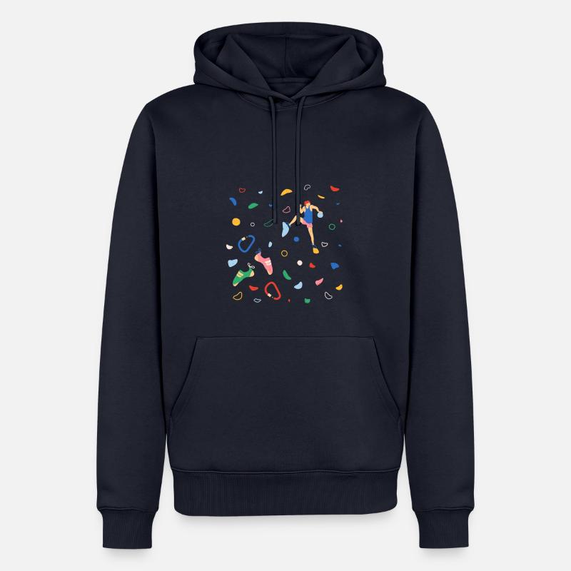 Grimpeuse sur un mur de bloc - Sweat à capuche Premium bio Homme - bleu marine