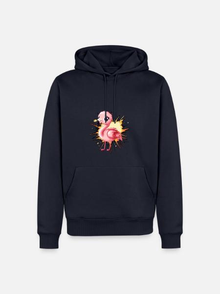 Flamingo Tierliebe - Männer Premium Bio Hoodie - Navy