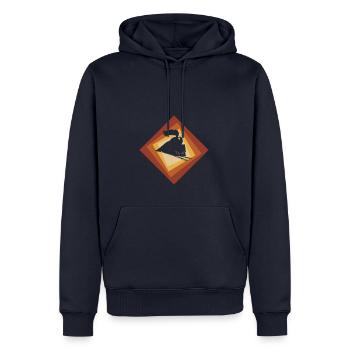 Dampflok Lokomotive Schienen - Männer Premium Bio Hoodie - Navy - Vorne - Nico (187cm)
