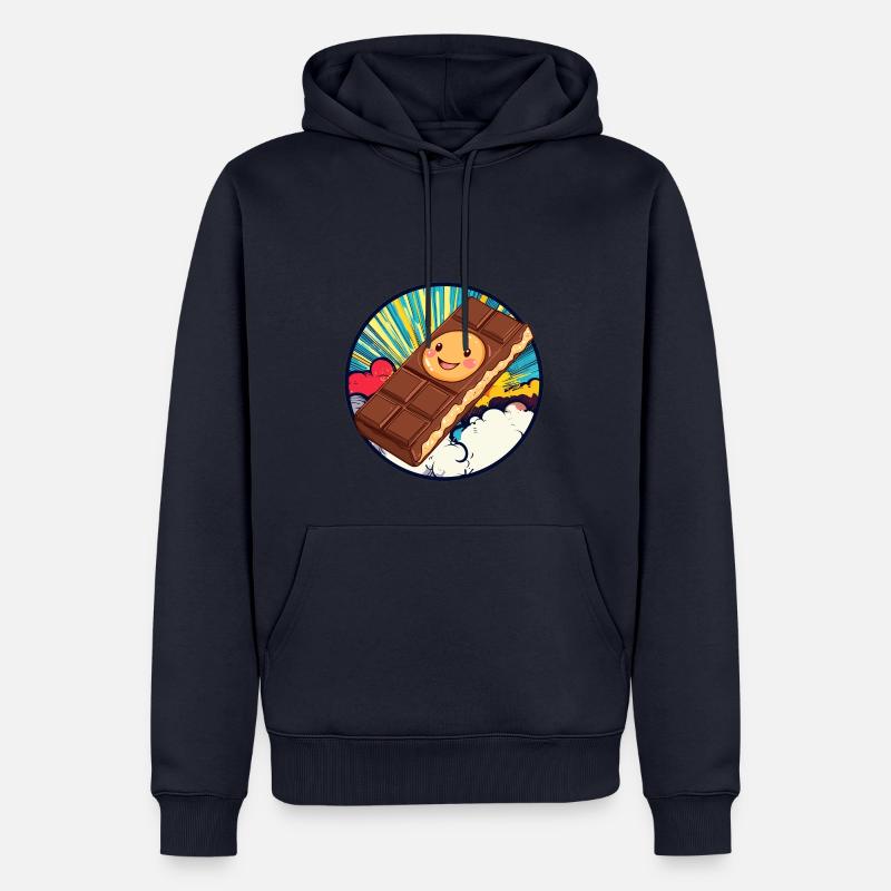 Snacking au chocolat - Sweat à capuche Premium bio Homme - bleu marine