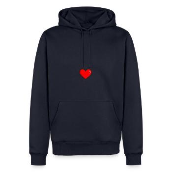 Minimalistisches Valentinsherz – Pure Liebe - Männer Premium Bio Hoodie - Navy - Vorne - Nico (187cm)