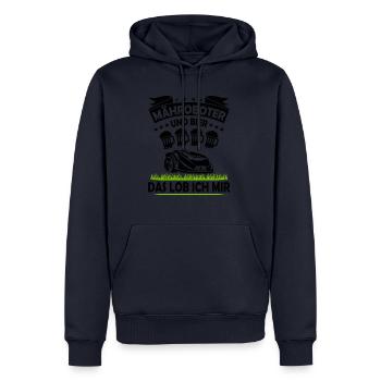 Hobbygärtner Rasenroboter Rasenmähroboter Fun - Männer Premium Bio Hoodie - Navy - Vorne - Nico (187cm)
