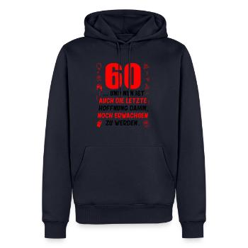 60. Geburtstag Damen 60.Ehrentag 60. Jubiläum Fun - Männer Premium Bio Hoodie - Navy - Vorne - Nico (187cm)