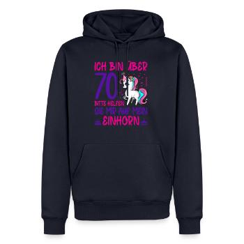70. Geburtstag Frauen Geschenk lustig 70. Ehrentag - Männer Premium Bio Hoodie - Navy - Vorne - Nico (187cm)