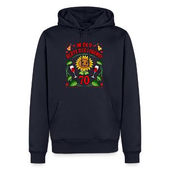 70 Geburtstag Geschenk lustig 70. Jubiläum Blumen - Männer Premium Bio Hoodie - Navy - Vorne - Nico (187cm)