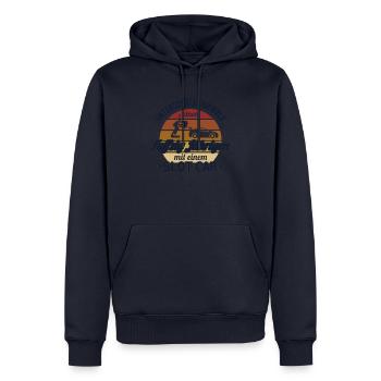 Fuffzig Jähriger mit Slot Car Slotcar Minicar 50. - Männer Premium Bio Hoodie - Navy - Vorne - Nico (187cm)