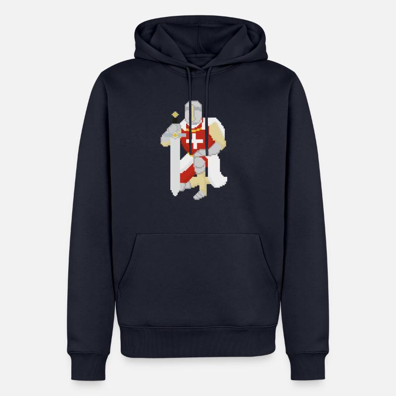 Retro Pixel Ritter - Männer Premium Bio Hoodie - Navy