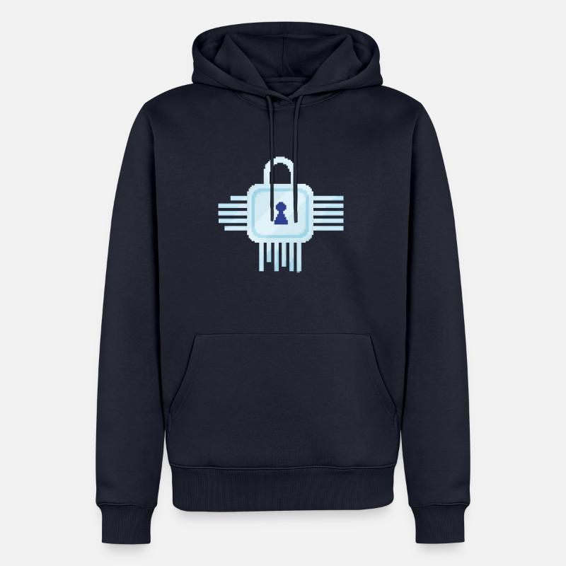 Serrure informatique Retro Pixel - Sweat à capuche Premium bio Homme - bleu marine