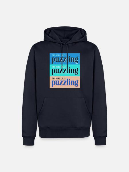 Mädchen mag rätselhaftes Hobby-Puzzle - Männer Premium Bio Hoodie - Navy