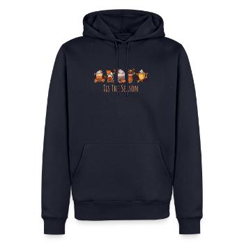 Tasse à café citrouille - Sweat à capuche Premium bio Homme - bleu marine - Devant - Nico (187cm)