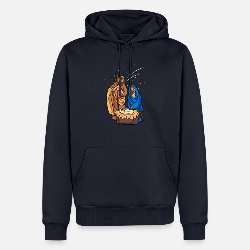 Weihnachtskrippe Krippe Jesus - Männer Premium Bio Hoodie - Navy