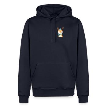 Poche poitrine de cerf - Sweat à capuche Premium bio Homme - bleu marine - Devant - Nico (187cm)