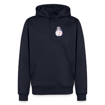 Retro Winter Schneemann Gesicht Brusttasche - Männer Premium Bio Hoodie - Navy - Vorne - Nico (187cm)