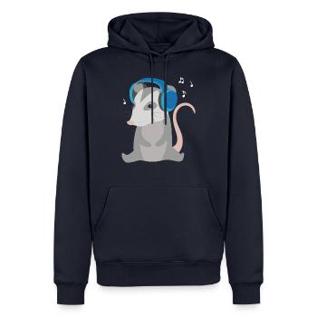 Opossum écoutant de la musique Cute Possum Dancing - Sweat à capuche Premium bio Homme - bleu marine - Devant - Nico (187cm)