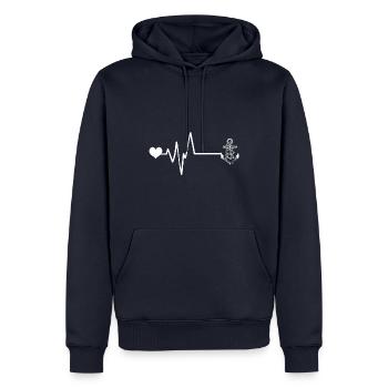Anker Love Pulse Battement de cœur - Sweat à capuche Premium bio Homme - bleu marine - Devant - Nico (187cm)