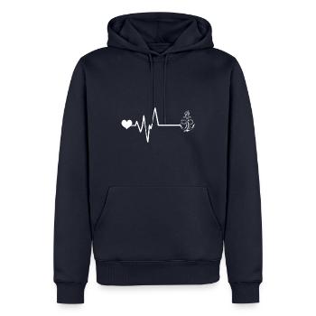 Ancrer le pouls du rythme cardiaque - Sweat à capuche Premium bio Homme - bleu marine - Devant - Nico (187cm)