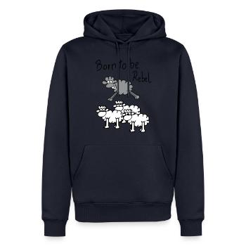 jumping sheep - Sweat à capuche Premium bio Homme - bleu marine - Devant - Nico (187cm)