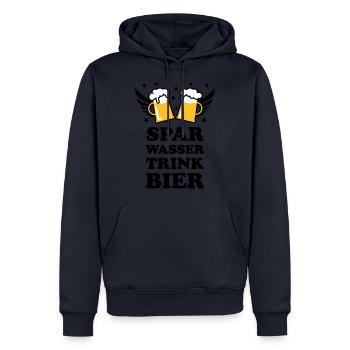 49 Spar Wasser trink Bier Spruch Sprüche - Männer Premium Bio Hoodie - Navy - Vorne - Nico (187cm)