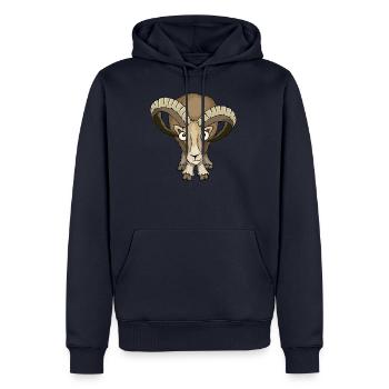 Mufflon Schafbock stare down Widder Geschenk - Männer Premium Bio Hoodie - Navy - Vorne - Nico (187cm)