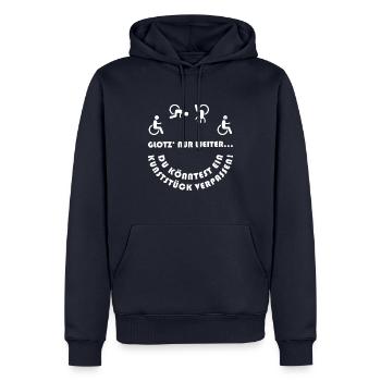 Glotz' Nur Weiter Geschenk - Männer Premium Bio Hoodie - Navy - Vorne - Nico (187cm)