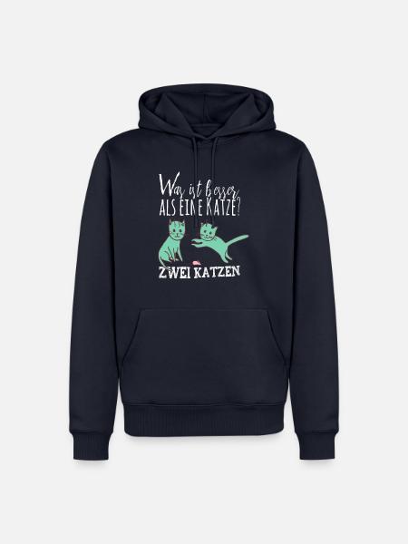 Was ist besser als eine Katze? Geschenk - Männer Premium Bio Hoodie - Navy