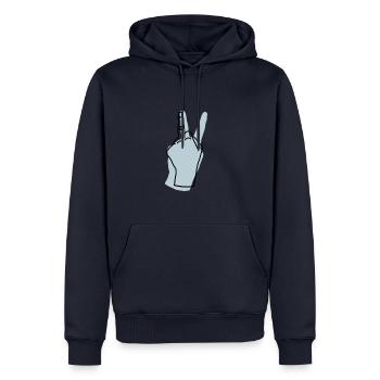 paix gris bleu - Sweat à capuche Premium bio Homme - bleu marine - Devant - Nico (187cm)