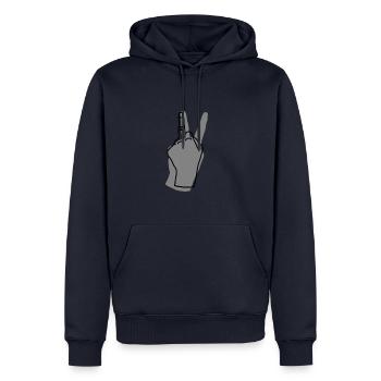 peace grey - Männer Premium Bio Hoodie - Navy - Vorne - Nico (187cm)