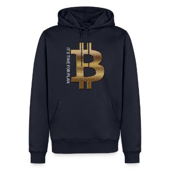 Bitcoin - Men’s Premium Organic Hoodie - navy - Front - Nico (187cm)