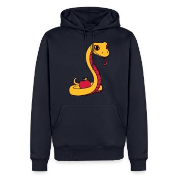 teufel boese suende apfel eva adam mensch gott ver - Männer Premium Bio Hoodie - Navy - Vorne - Nico (187cm)