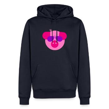 Porte-bonheur, cochon, cadeau, Jeunesse rurale - Sweat à capuche Premium bio Homme - bleu marine - Devant - Nico (187cm)