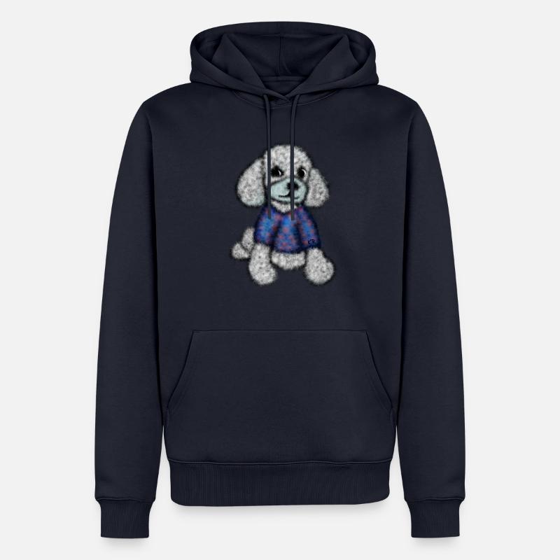 Caniche chien avec pull - Sweat à capuche Premium bio Homme - bleu marine