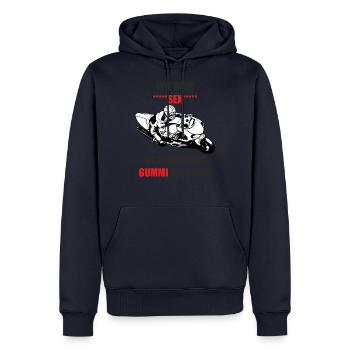 Wie beim Sex - du musst dem Gummi vertrauen - Männer Premium Bio Hoodie - Navy - Vorne - Nico (187cm)