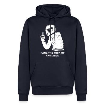 motorcyclist - Men’s Premium Organic Hoodie - navy - Front - Nico (187cm)
