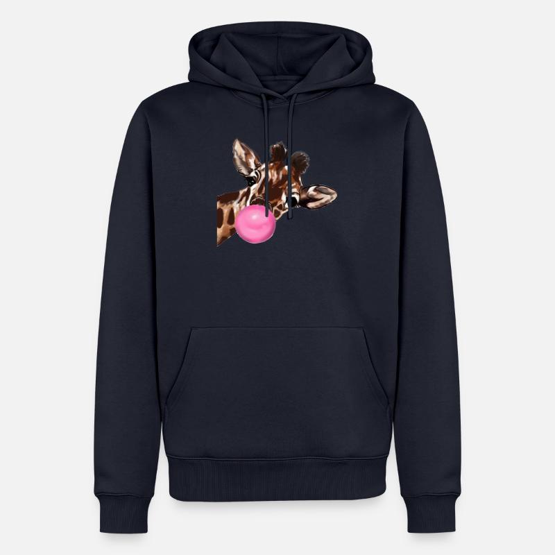 Giraffe mit Bubble gum - Männer Premium Bio Hoodie - Navy