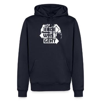 Erde was geht Klimaschutz Umweltschutz Greta Cool - Männer Premium Bio Hoodie - Navy - Vorne - Nico (187cm)