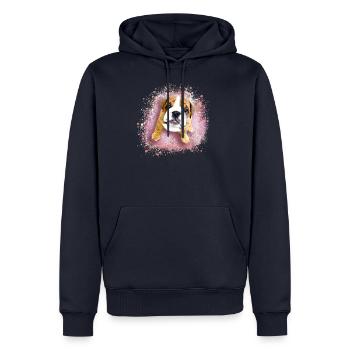 bulldog, pink , graffiti , puppy, mops - Men’s Premium Organic Hoodie - navy - Front - Nico (187cm)