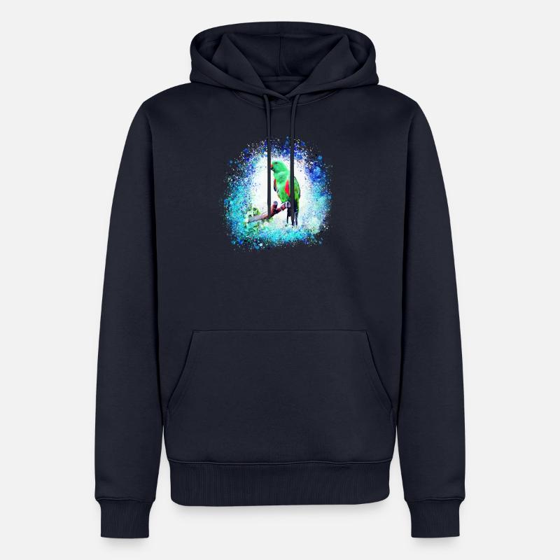 perfich ara,oiseau,graffiti,mint,bleu,brush,spray - Sweat à capuche Premium bio Homme - bleu marine