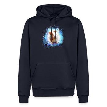 cobaye, graffiti,peinture,vert,bleu - Sweat à capuche Premium bio Homme - bleu marine - Devant - Nico (187cm)