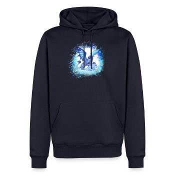 drache ,bleu,peinture,graffiti,encre,illustration - Sweat à capuche Premium bio Homme - bleu marine - Devant - Nico (187cm)